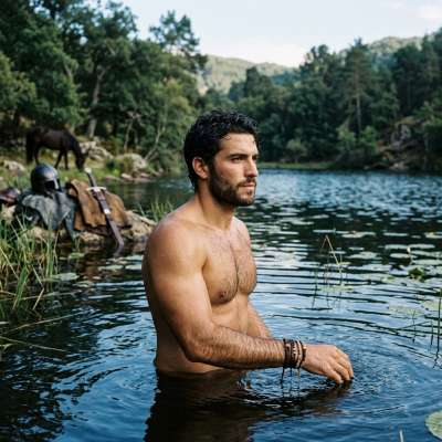Lancelot indulges in a serene lakeside retreat—where nature meets raw, timeless beauty. #nature #lake #hairy