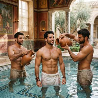 A vision of ancient elegance: three Adonis figures reliving Rome’s golden era in timeless, sun-kissed beauty. #antiquity...