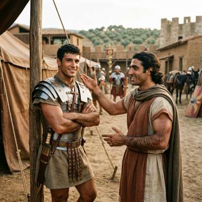 Strength and honor in every glance—two warriors of the Roman empire, where courage meets timeless beauty. #antiquity #couple