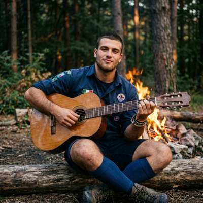 Nothing beats the raw charm of a rugged soul strumming under the stars. Pure, effortless beauty in every note. #malebeauty...