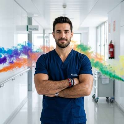 Confidence in scrubs: Meet the epitome of strength & dedication. 💙 #malebeauty #doctor