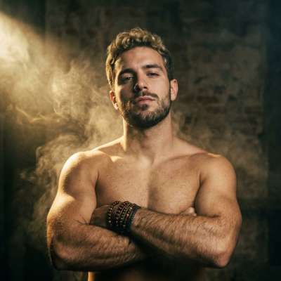 Smoke, strength, and sheer confidence—this vision of raw male beauty had us stopping to stare. 🔥 #malebeauty #studio