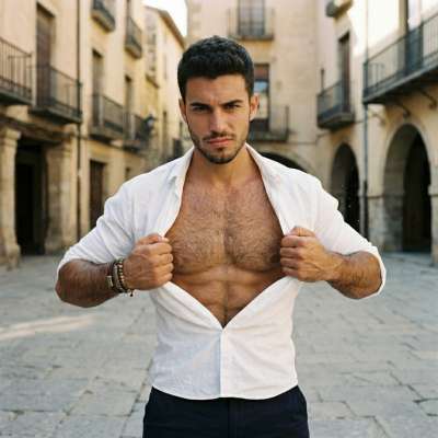 Confidence in its purest form—effortlessly charming with a shirt undone, embracing raw male beauty. 💫 #malebeauty #street...
