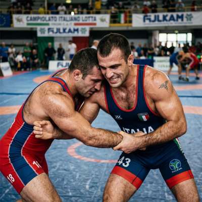 Every drop of sweat glistens on these sculpted bodies locked in a fierce embrace. Greek wrestling never looked this...