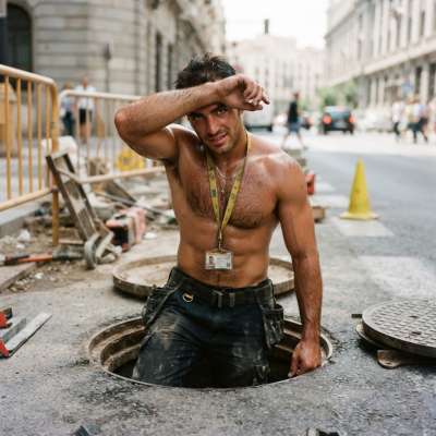 Hard labor or hard to resist? This worker’s strength is undeniable—and so is his confidence. 💪✨ #malebeauty #street #worker